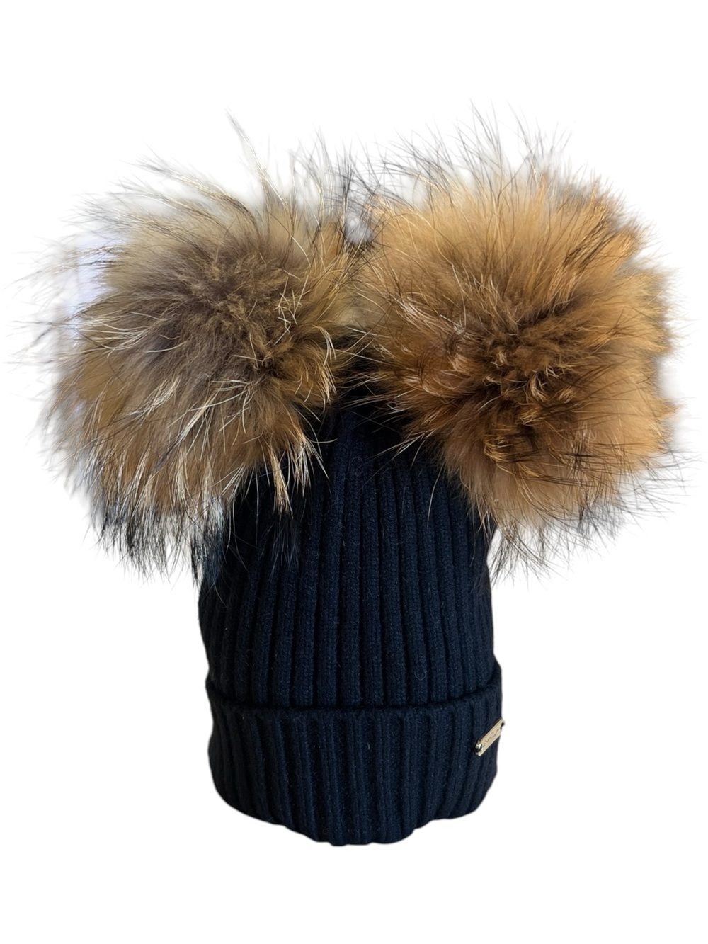 BARI LYNN Real Fur Pom Pom Beanie Cozy Cute Fun Hat 📐ONE SIZE - GIRLS